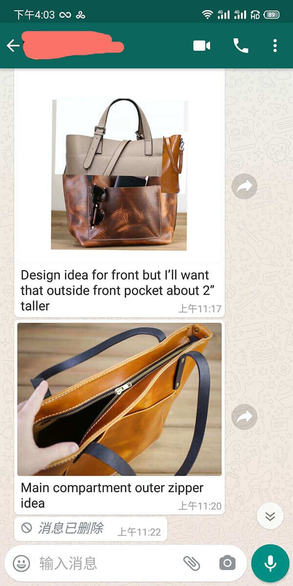 Customer's handbag design