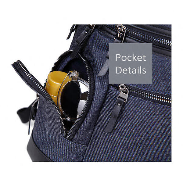jean-denim fabric backpack side pocket